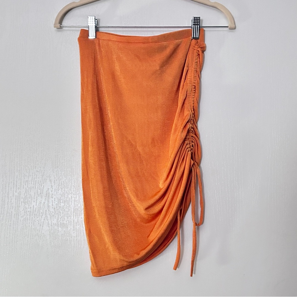 Daisy Street Orange Slinky Ruched Skirt